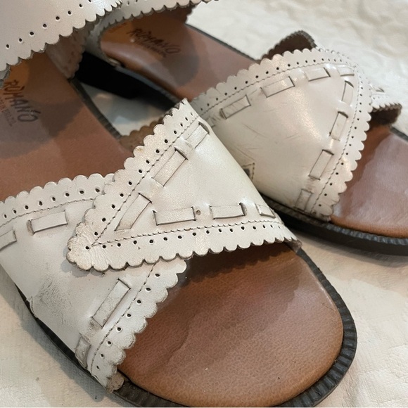 Vintage Romano White Leather Open Toe Sandals Women’s Size 7.5 Fair Condition - Picture 2 of 13
